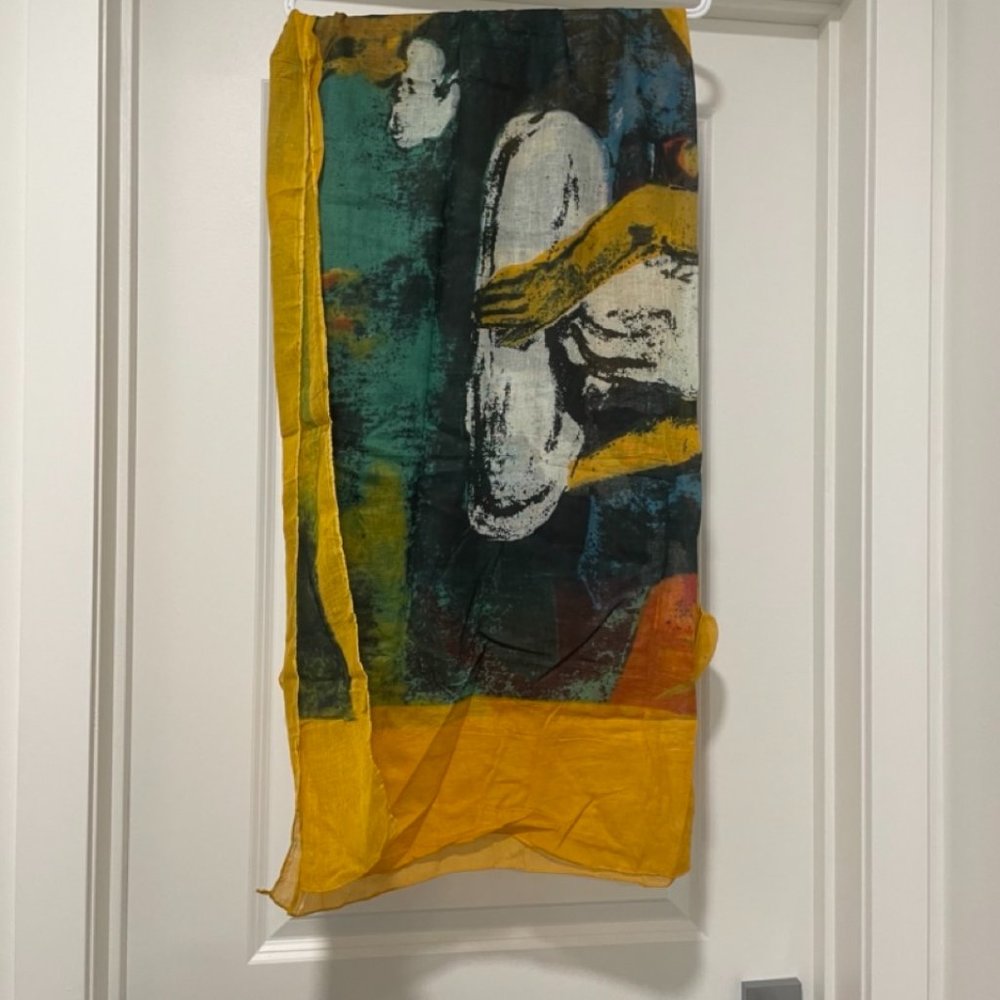 Vintage - yellow scarf with image